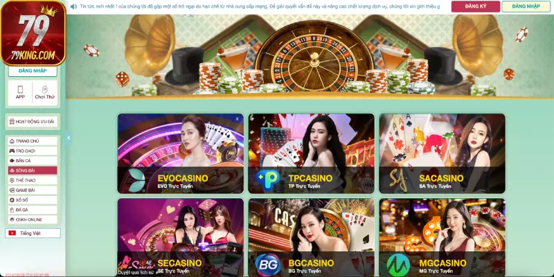 Đối tác của sảnh live casino 79king đều là nhà cung cấp nổi tiếng